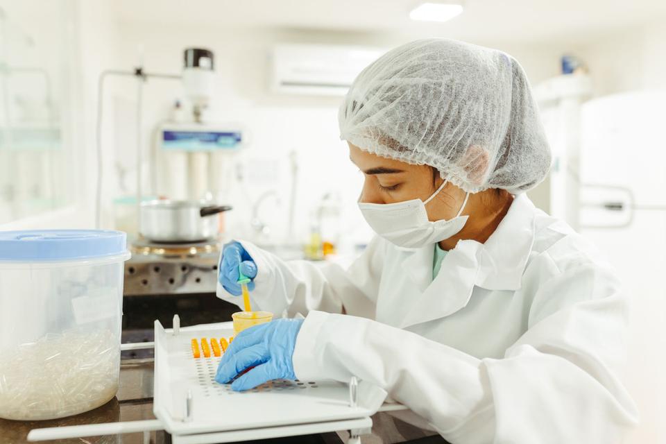 A technician running tests in the water laboratory